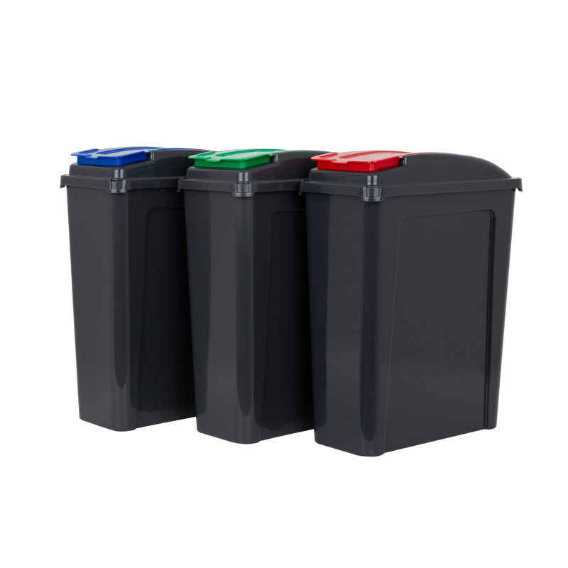 Wham Recycle It Slimline Bins, 25 Liters, Red/Blue/Green Lids