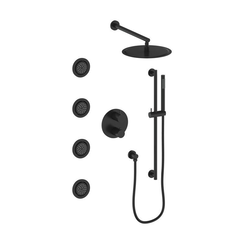 Complete Shower System with Rough-in Valve, Matte Black