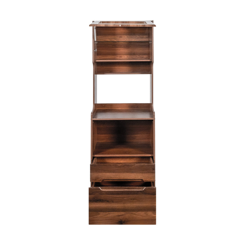 Armoire de cuisine de 70,8 po de hauteur avec portes en verre et tiroir