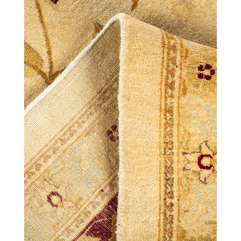 Tapis unique noué à la main de style Lynd - ivoire, 12 pi 3 po x 15 pi 0 po