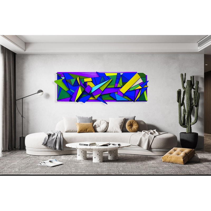 Reproduction d'art acrylique imprimée, États-Unis, géométrique, art mural, H 15 po x l 40 po x P 1,25 po
