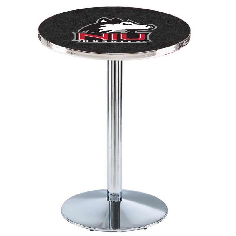 Round Metal Base Dining Table, Chrome, University of Northern Illinois