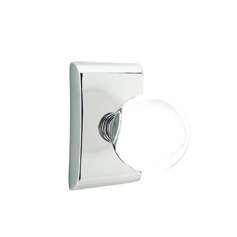 Ensemble de boutons de passage Emtek avec rosette Neos et bouton en verre Bristol, Chrome poli