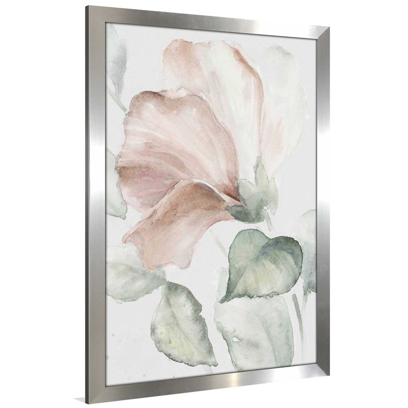 «Neutral Hibiscus I» par Lanie Loreth, reproduction sur toile, H 27,5 po x l 21,5 po x P 0,75 po, Encadrement argenté