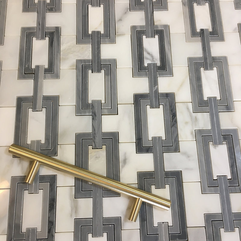 Waterjet Stone Mosaics 12" x 12" Natural Stone/Metal Nantucket Mosaic Wall & Floor Tile, Buckingham
