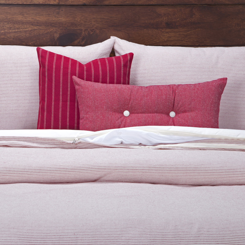 Heritage Farmhouse / Country Cotton Blend Striped Duvet Cover, Cal.King Duvet Cover + 5 Additional Pieces
