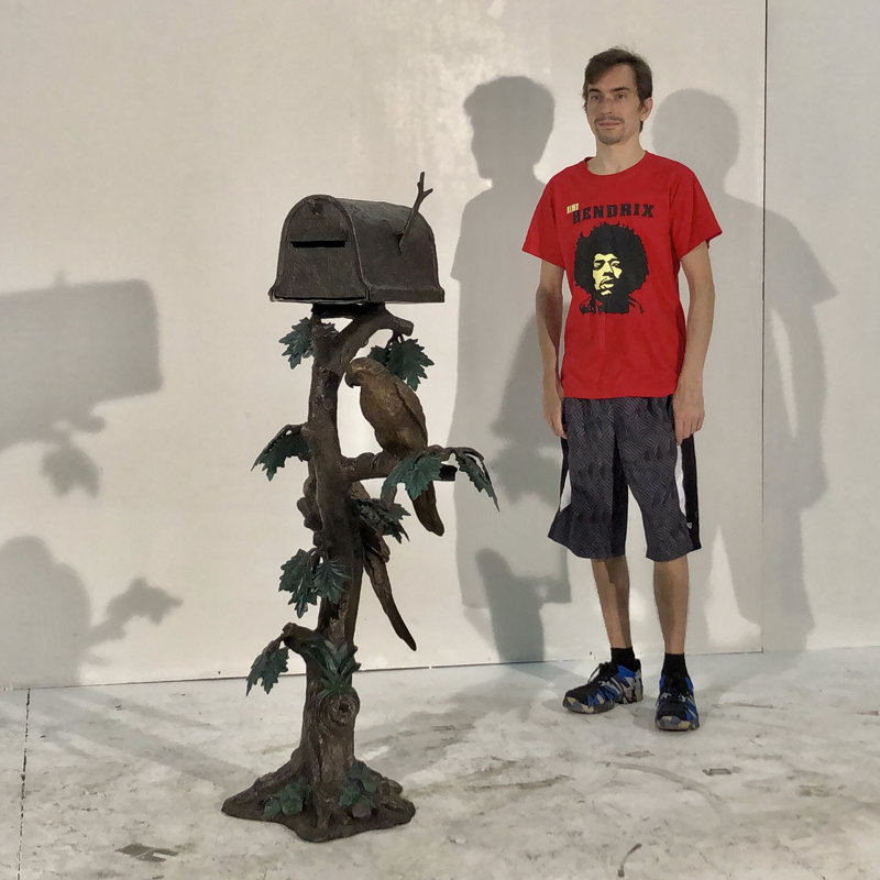 Bronze Parrot Mailbox Sculpture