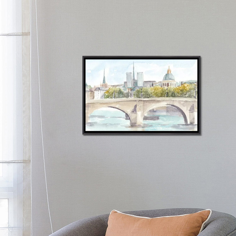 "Français Bridge Study I" par Ethan Harper, reproduction d’art, Pas de tapis, Toile avec cadre noir patiné