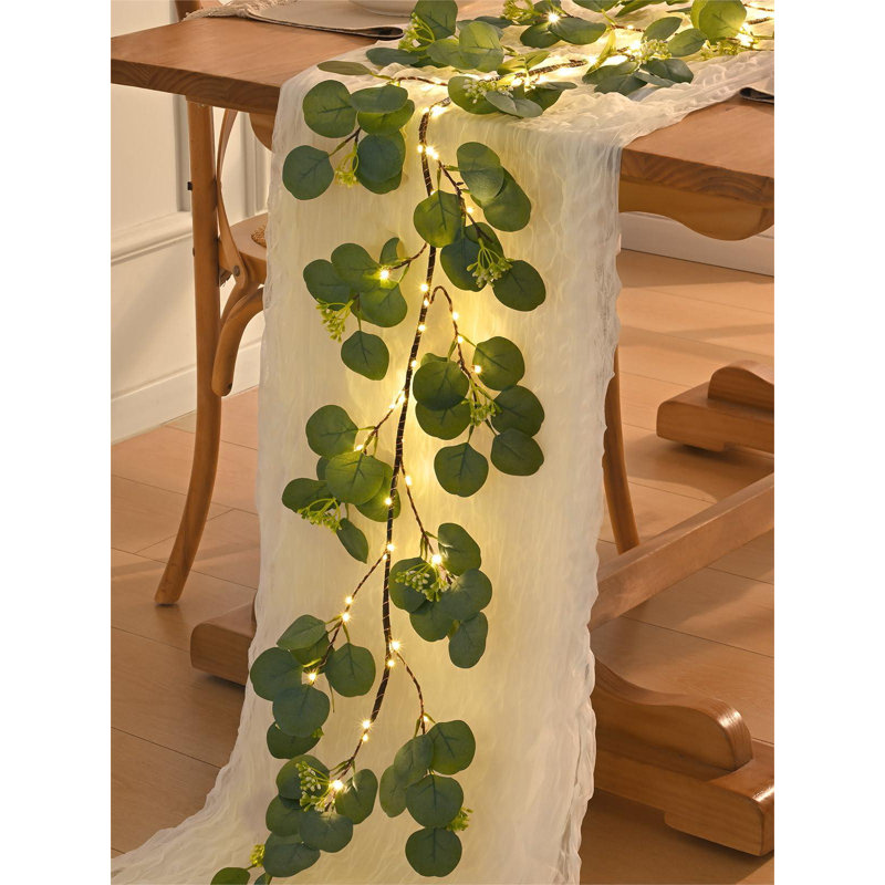 6FT Eucalyptus Garland with Timer – Artificial Cedar Tree Garland