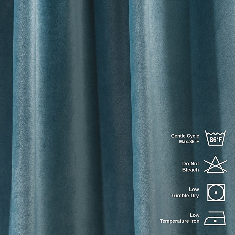 Room Darkening Single Curtain Panel, Sky Blue, 245cm Width x 295cm Drop