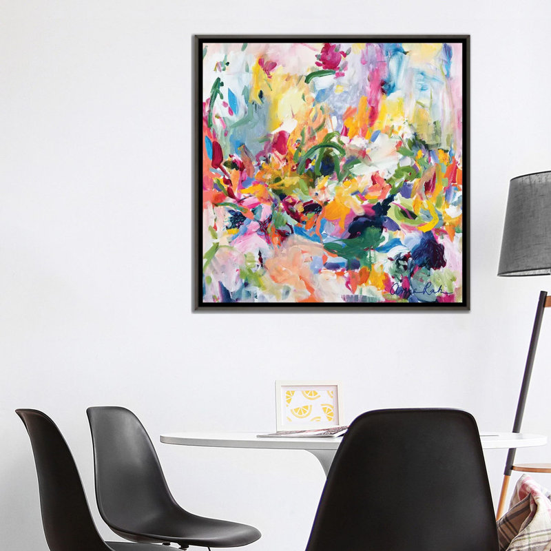 «In The Springtime» par Amira Rahim, impression abstraite, Toile encadrée, H 37 po x l 37 po, Blanc