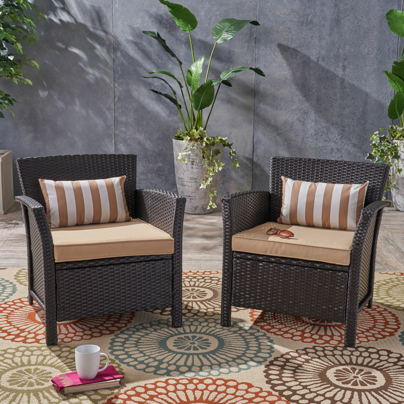 2Pcs Outdoor St Seating - Pe And Iron Brown + Tan Chairs  2 Units  & Fashionable