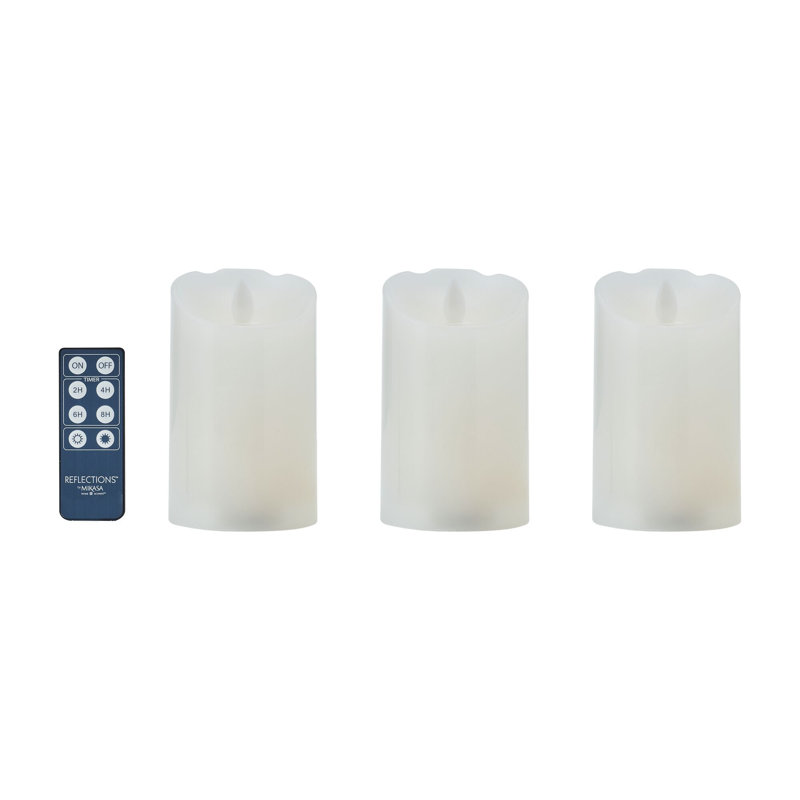 Unscented Realistic-Flame LED Wax Pillar Candles