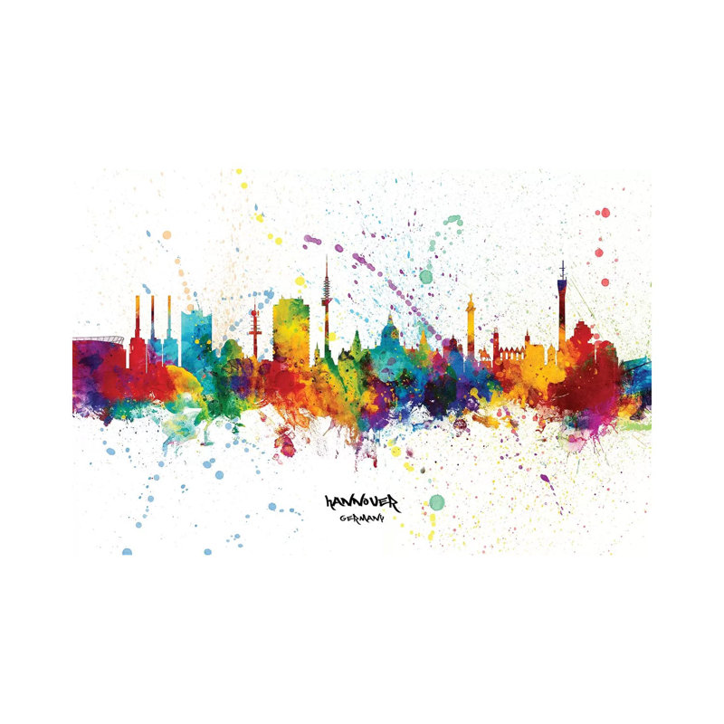 Hannover Germany Skyline Splash by Michael Tompsett - Wrapped Canvas Gallery-Wrapped Canvas Giclée, 20.32 cm H x 30.48 cm W