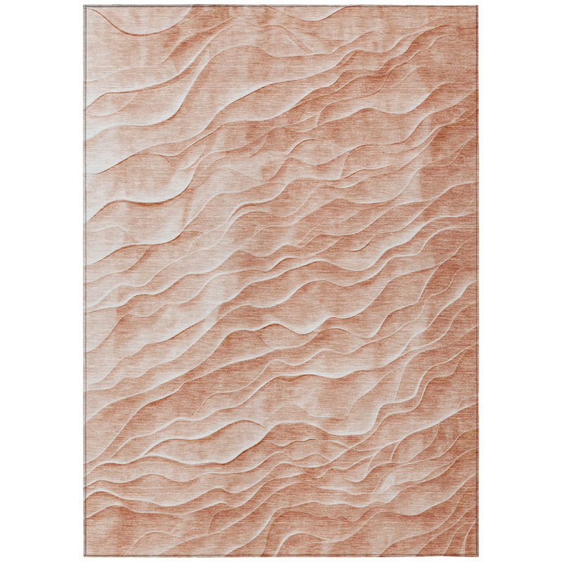 Melinae Orange Washable Indoor-Outdoor Rug - , 9' x 12'