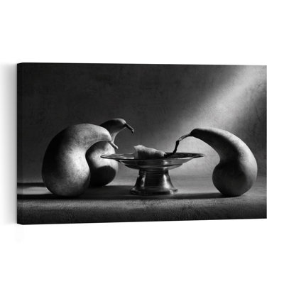 Curious Pears Still Life Classic Dramatic Surreal Fruit Wall Art Print by Victoria Glinka - Print