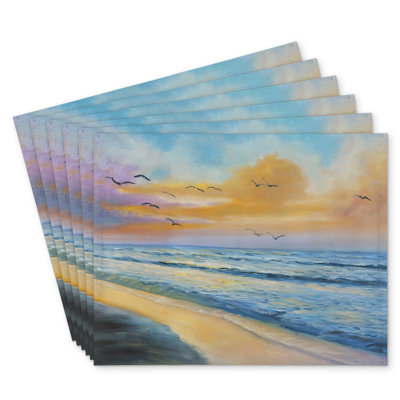 Breathtaking Tropical Sunset Polyester Placemats Set of 6