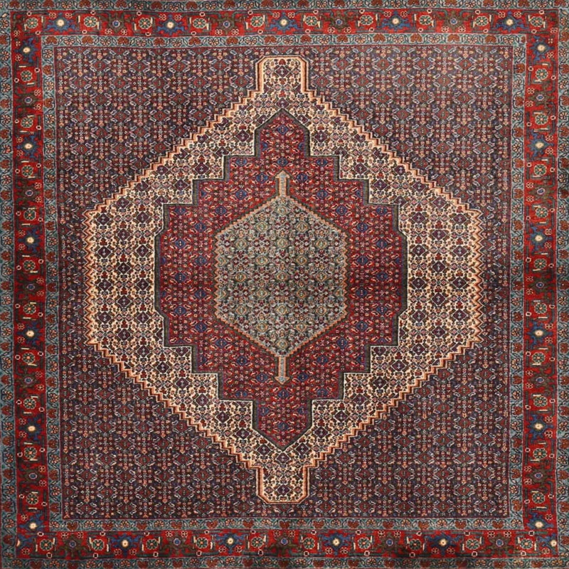 Tapis oriental orange / beige, Carré 8 pi