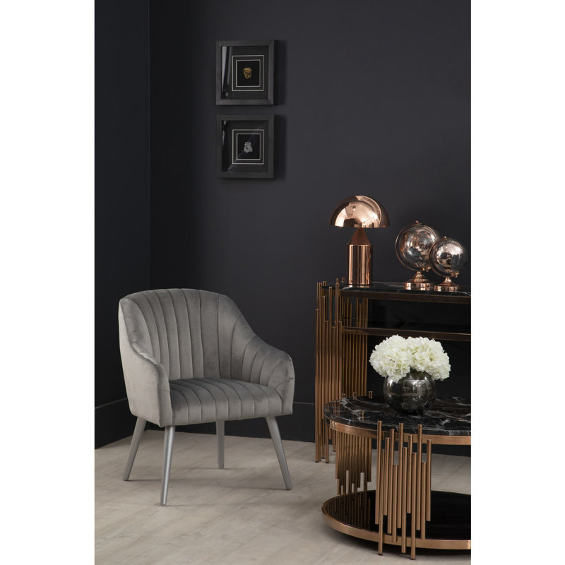 Galena Velvet Armchair, Grey