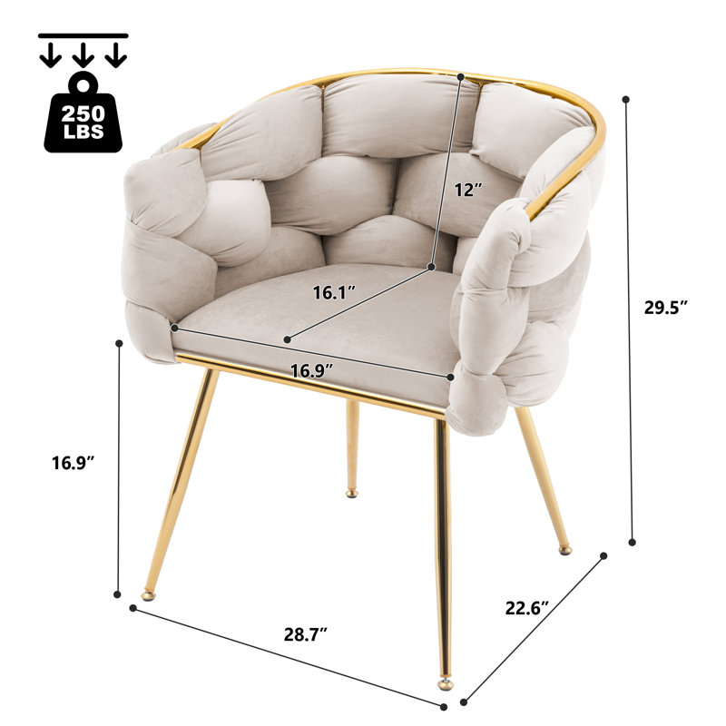 Chaise de salle à manger en velours capitonné Aughafatten, Beige