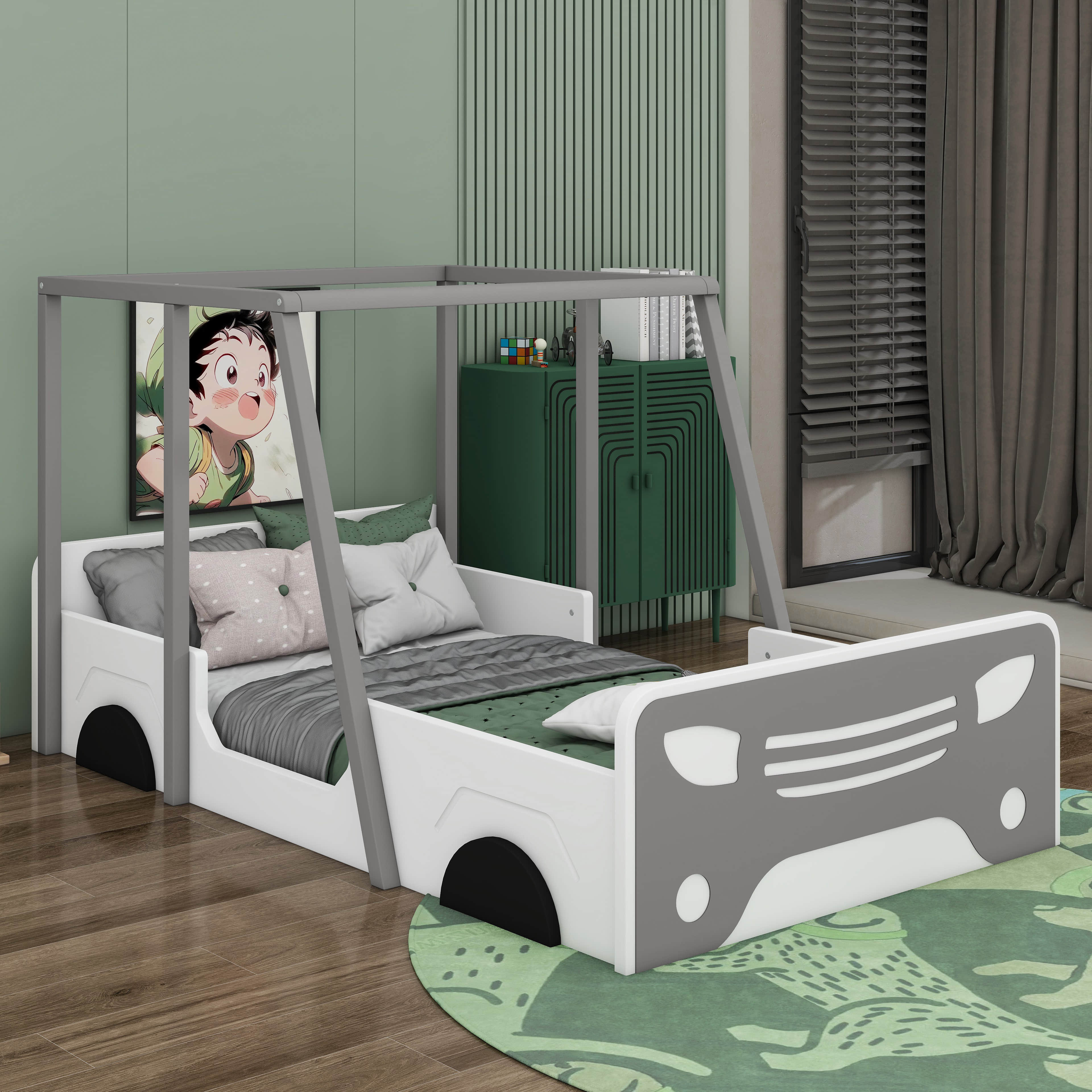 Zoomie Kids Twin Size Car-Shaped Bed With Roof - Wayfair Canada
