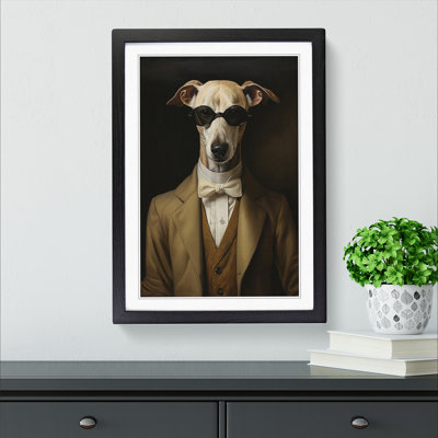 Whippet Classicism - Single Picture Frame Print on Wood