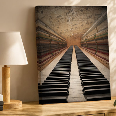 Canvas A Surreal Composition Featuring An Expansive Piano Keyboard Stretching Into Wall Art The Distance With Its Keys Softly Canvas Wall Art