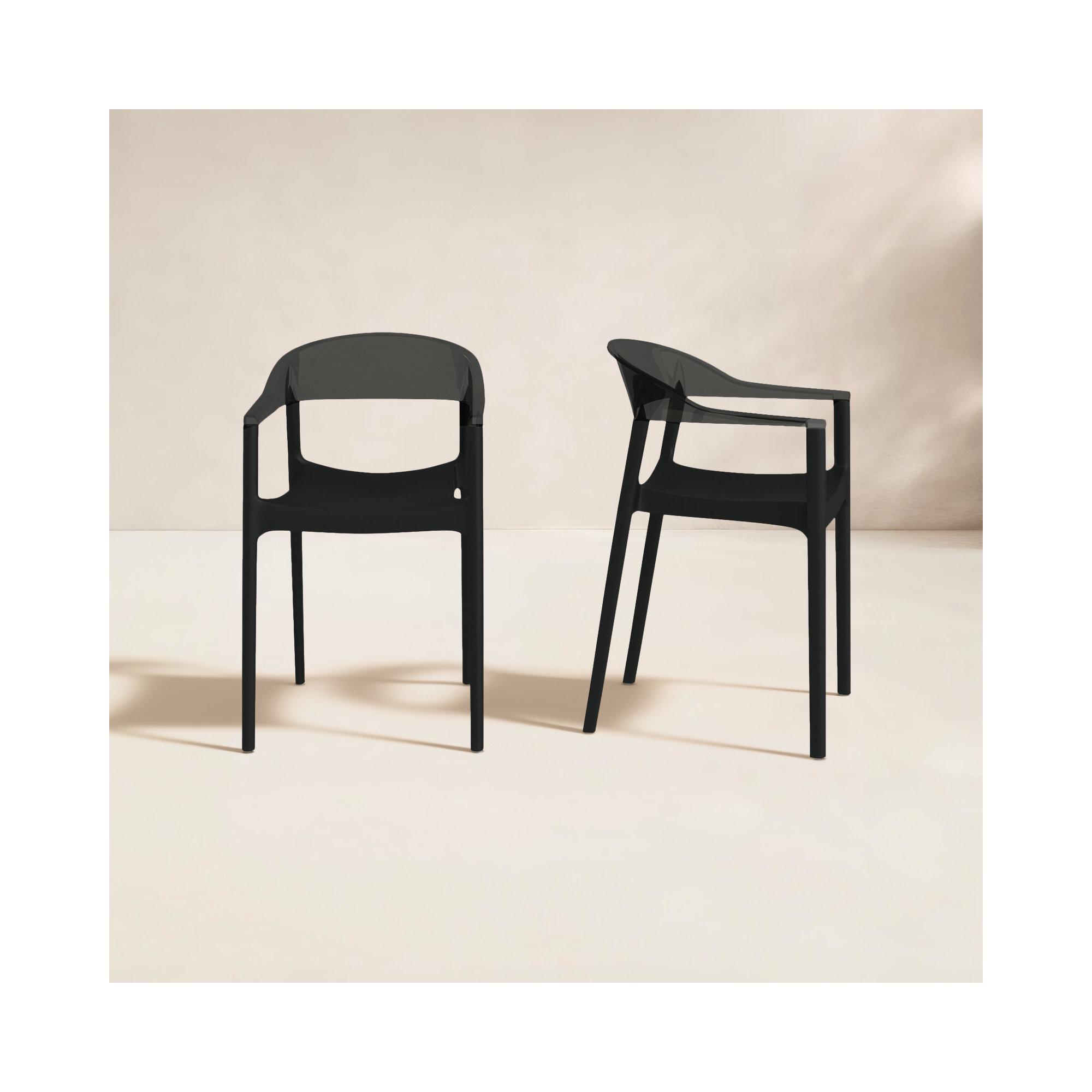 Stella Stacking Patio Dining Armchair, Black/Transparent Black