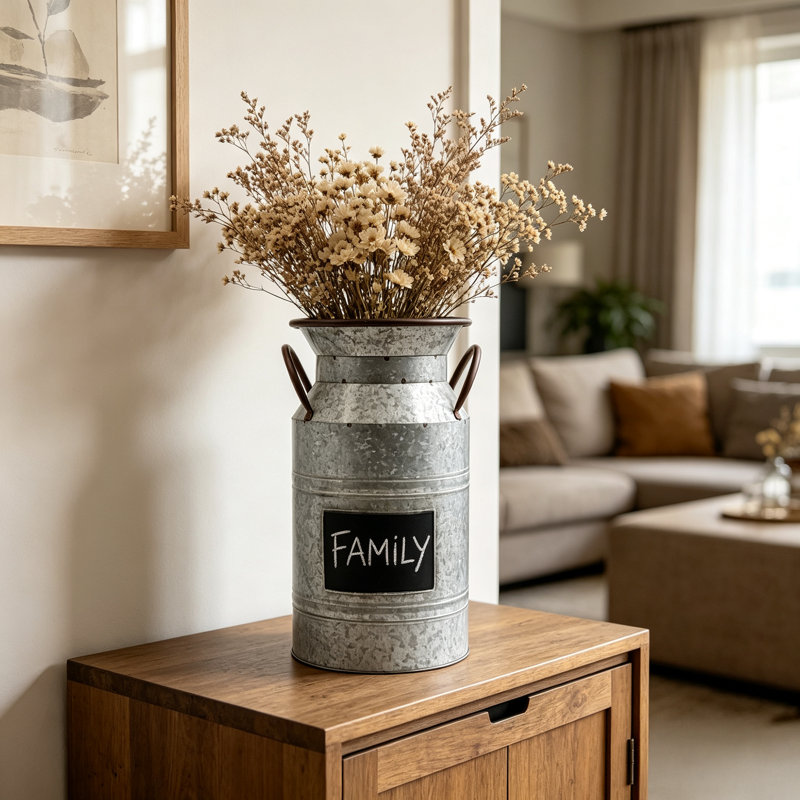 Hosley 15" High Chalkboard Milk Can Add Vintage Charm to Your Space with Rustic Farmhouse Decor and Versatile Floral Arrangements Home Accent