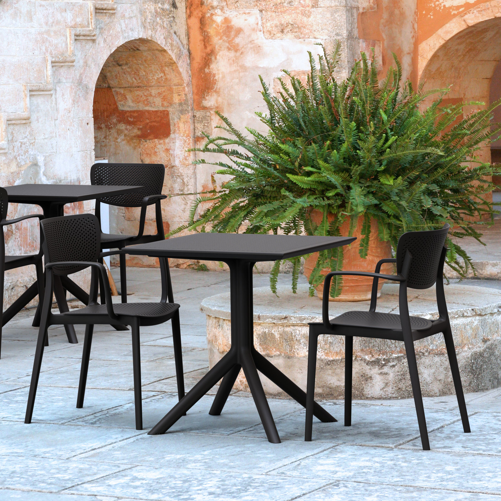 Farrah 28" Patio Bistro Set, Black