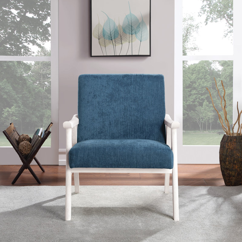 Méridienne en polyester de 27,25 po de largeur Albury, 100 % polyester bleu marine, Blanc