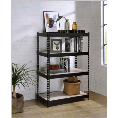 Bibliothèque à finition naturelle et noire