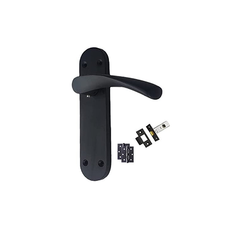  Astrid Door Handles on Backplate in Matt Black Finish - 182mm x 45mm Backplate
