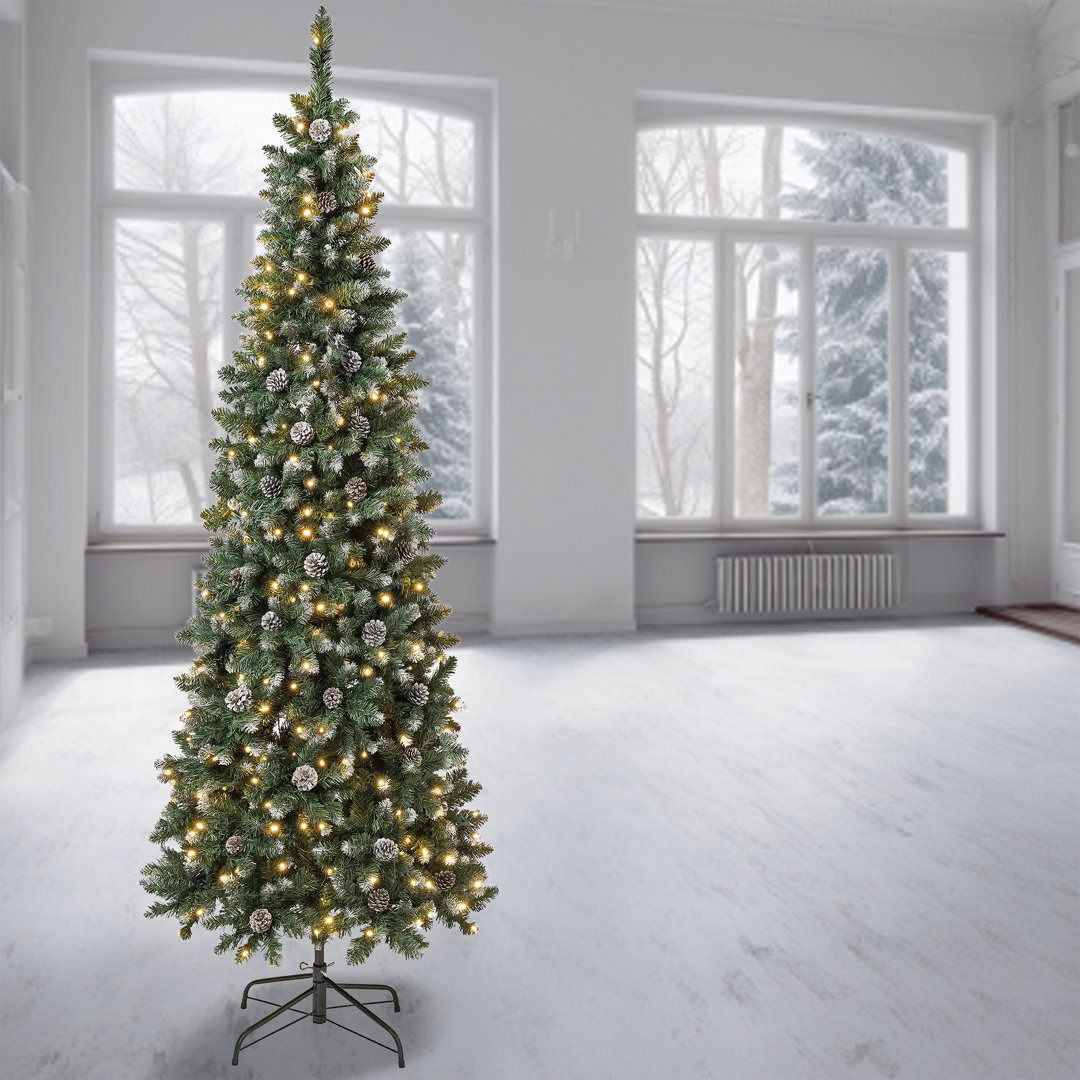 Oakley Hills Snow Slim Tree with LED Lights The Holiday Aisle® 