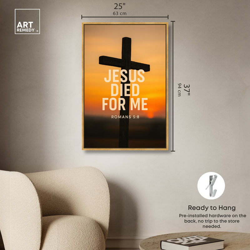  «Jesus For Me Christian», art mural encadré sur toile, cadre doré, 24 x 36, 37"H x 25"W, Encadrement doré