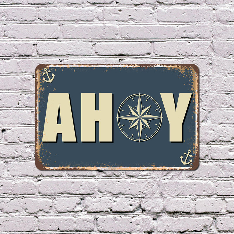 Enseigne en plastique 13 po x 20 po Ahoy, H 13 po x l 20 po x P 0,1 po