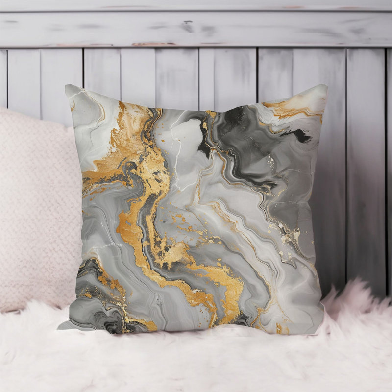 Animals William Morris Birds Damask Pattern I Cottage, Abstract Gray & Gold Geode Marble Crystal VIII, 20"H x 20"W