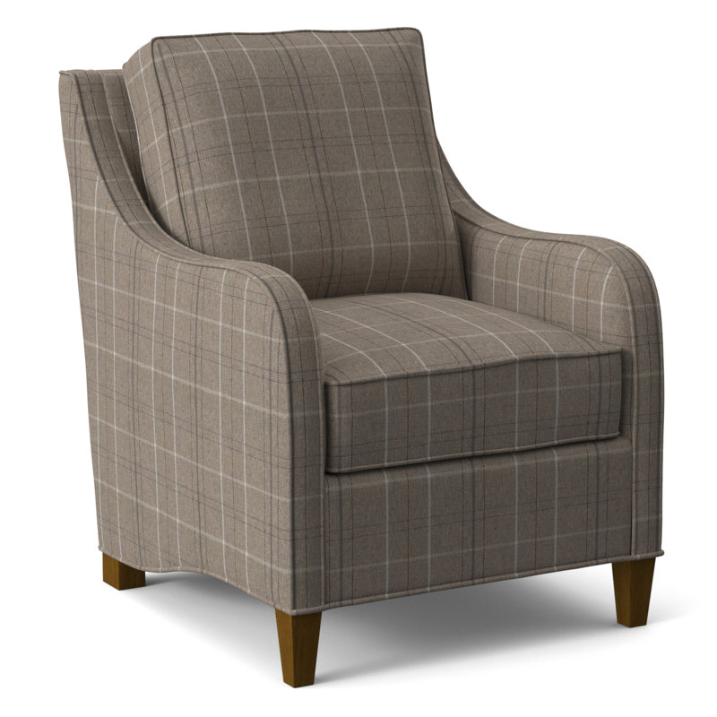 Fauteuil de 29 po de large Koko, Tissu écossais taupe; 0126-73, Minéral