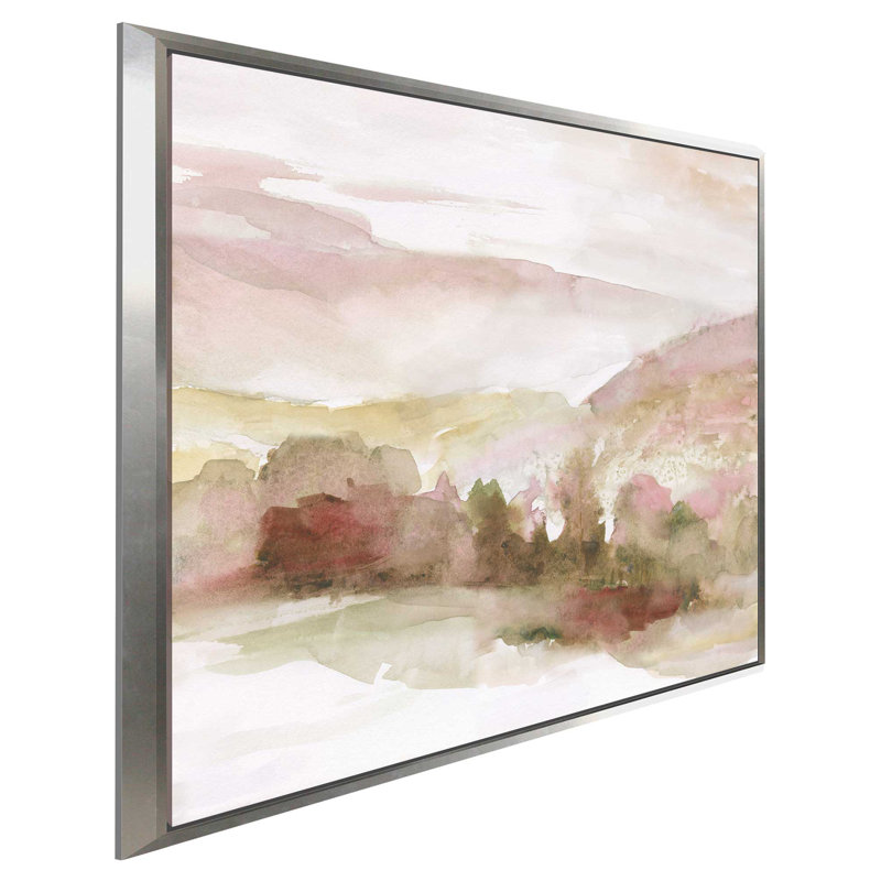 «Windscape II», reproduction de peinture à l'aquarelle, H 39,5 po x l 39,5 po x P 2 po, Cadre flottant argent