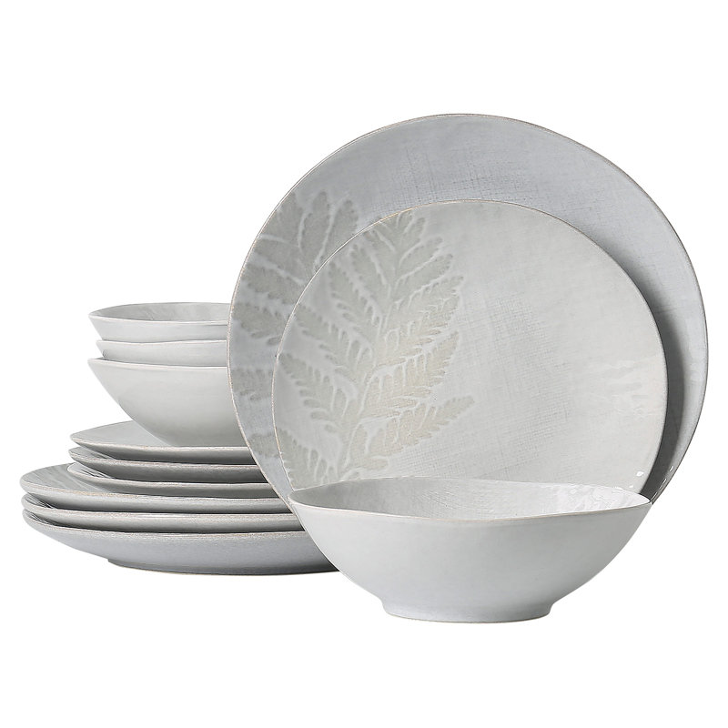 Brainard Irregular 12 Piece Stoneware Dinnerware Set, Service For 4
