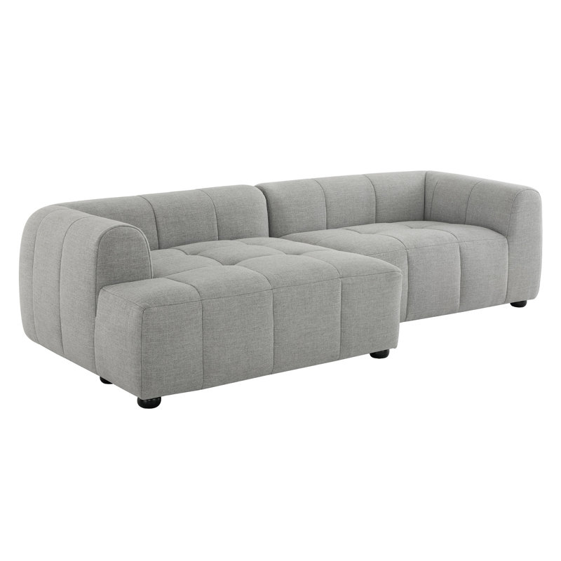 Liana Upholstered Fabric Modular Sofa With Chaise, Left Facing Hand, Pewter Fabric