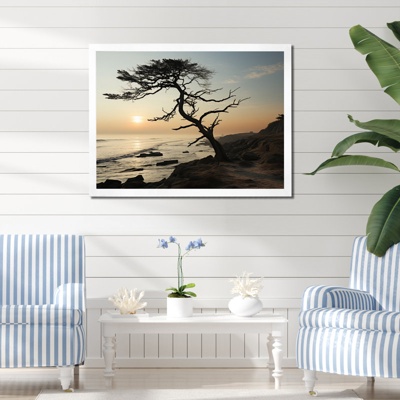 Ambus " Tree Beachside Harmony I ", White Picture Framed, 30" H x 40" W x 1.5" D