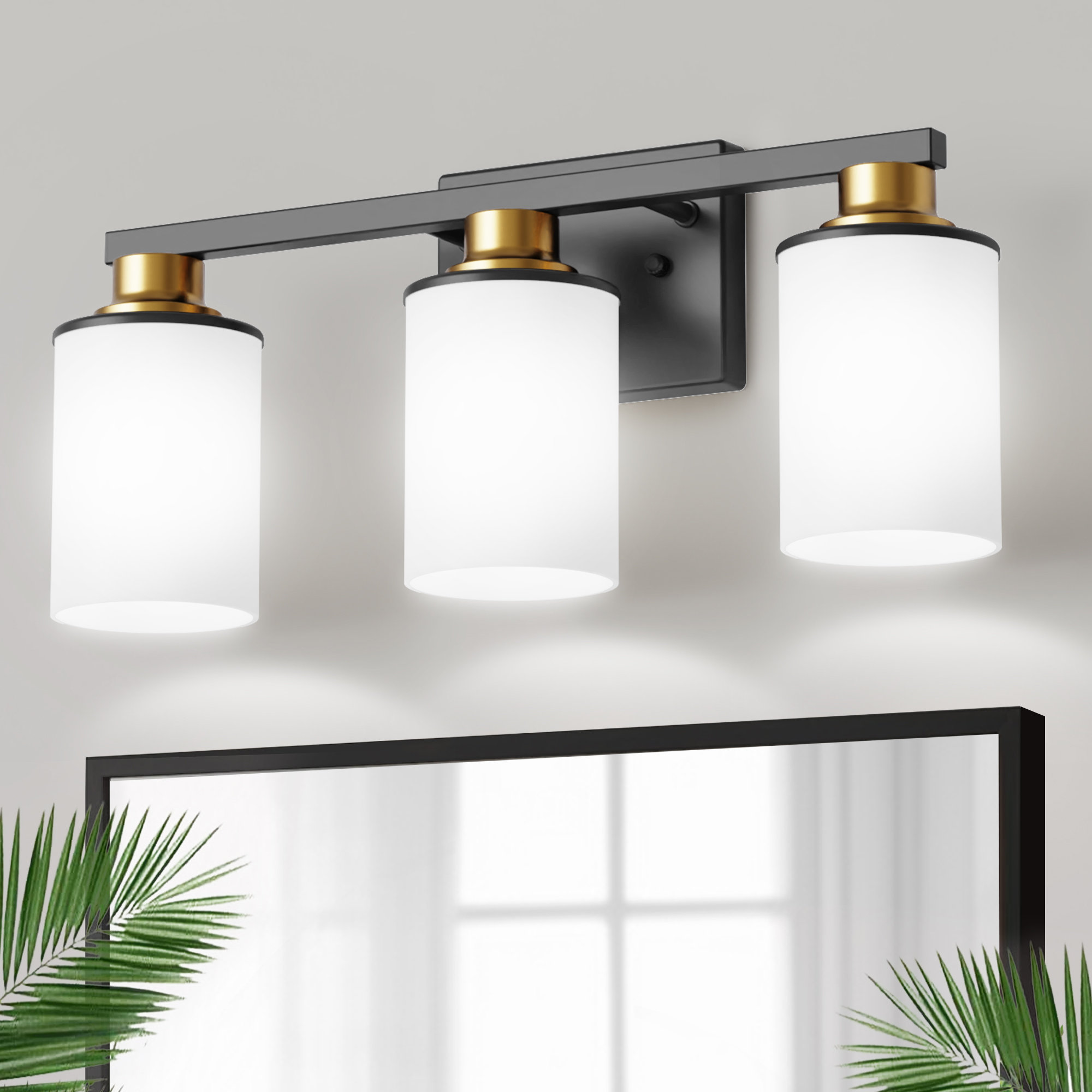 Breakwater Bay 20 In. 3-Light Matte Black And Gold Vanity Light With ...