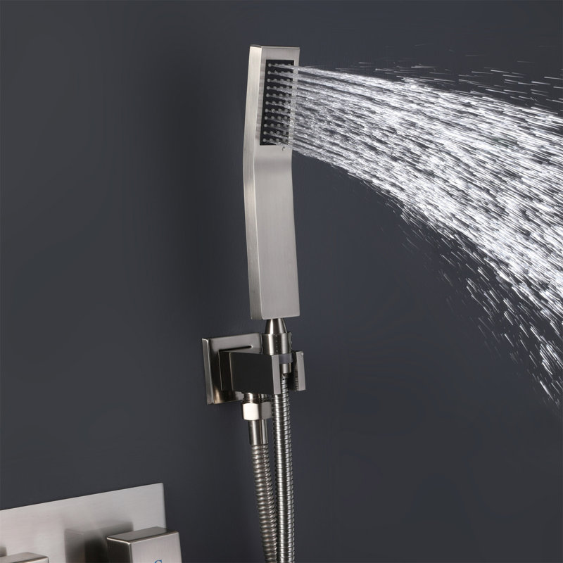 Trustmade 3 Function Temperature Control Complete Shower System With Rough-In Valve, 10 Inches