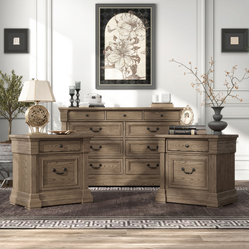 Ensemble de chambre à coucher 3 pièces Laniel (2 tables de chevet + 1 Dreser), 3 pièces: commode, 2 tables de chevet