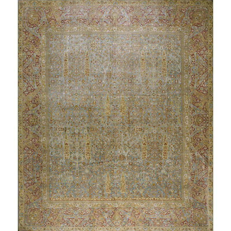 Tapis antique à large motif géométrique indien Lahore