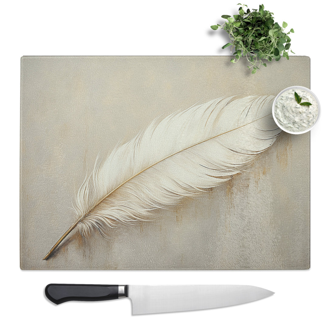 Feather Minimalism No.3  Glass Chopping Board