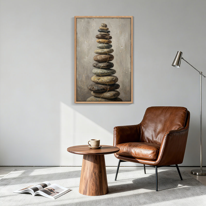Ensemble de 1 tableau sur toile représentant une tour en pierre, 36"H x 24"W, Natural