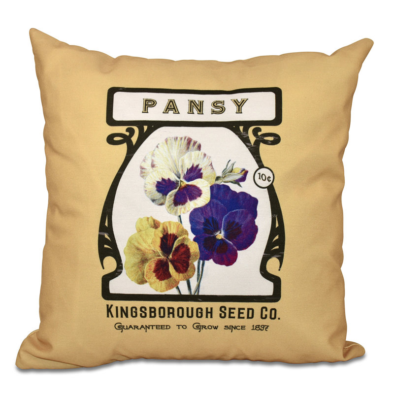 Housse et insert de coussin d'extérieur carré Botanical Blooms, 20 po x 20 po, Or