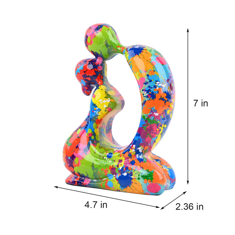 Modern Abstract Statue Small Couple Sculpture, Graffiti